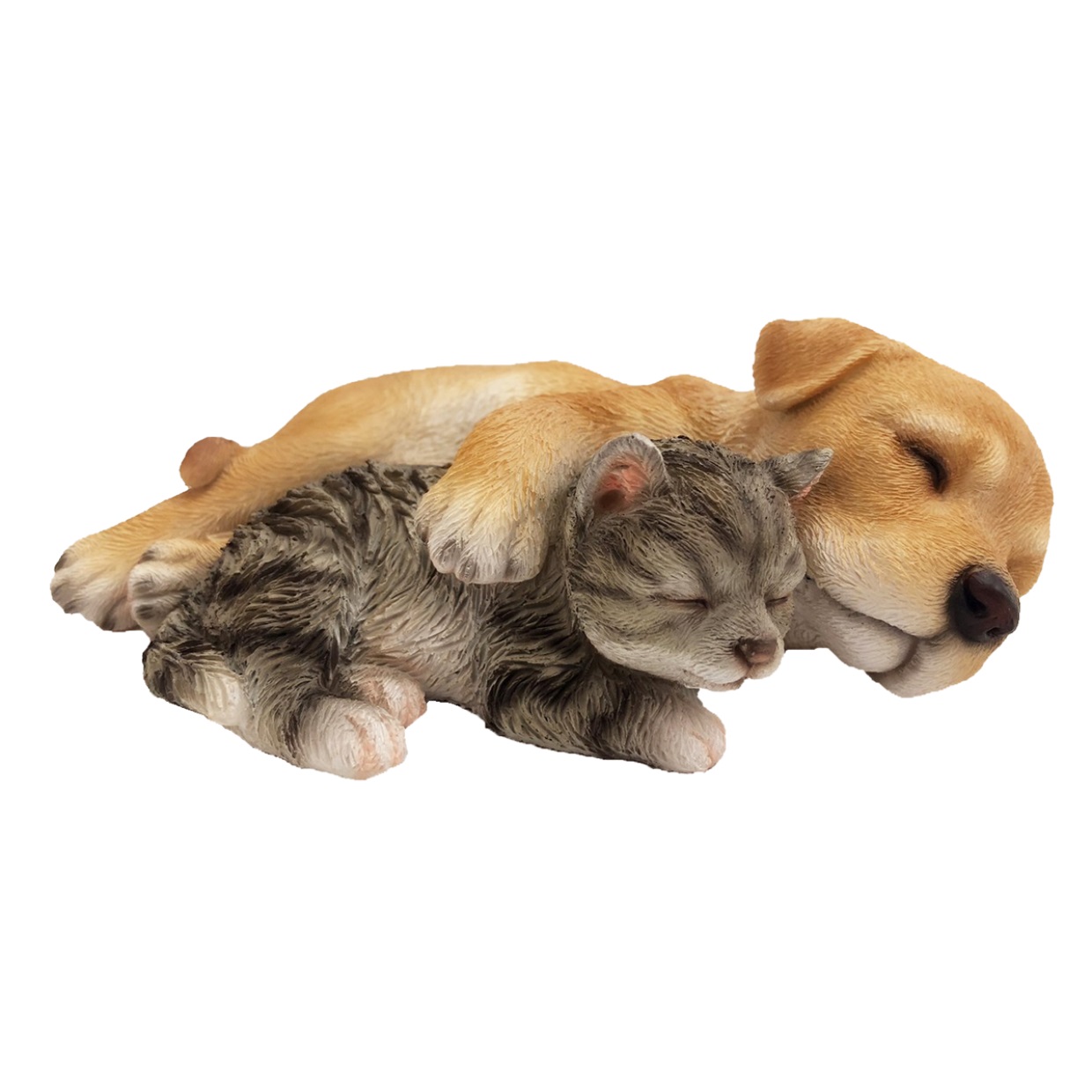 Figurka śpiącego labradora z kotkiem