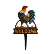 Żeliwna tabliczka Welcome z kogutem